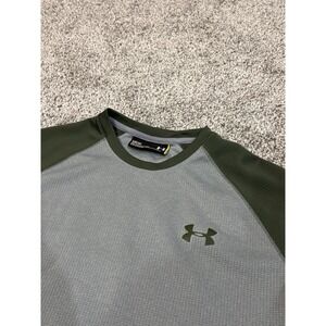 Under Armour Men Loose Fit Long Sleeve Athletic‎ Shirt Gray Green Medium
